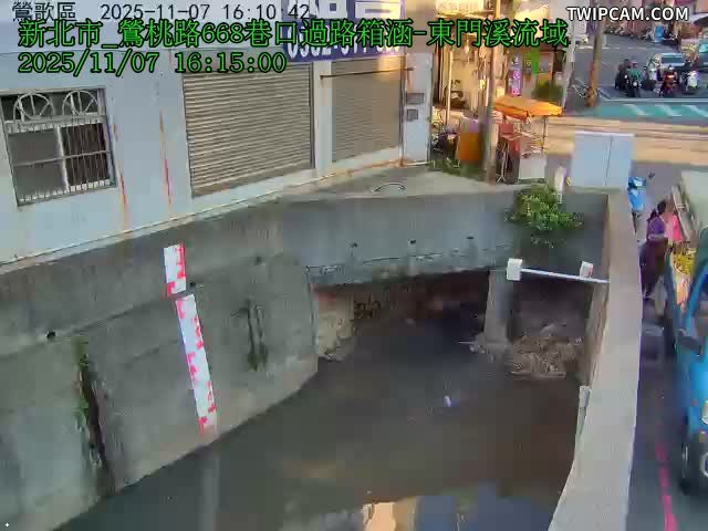 水利署水資源 新北市政府水利局(智慧防汛) 鶯桃路668巷口過路箱涵水位畫面 距離837公尺