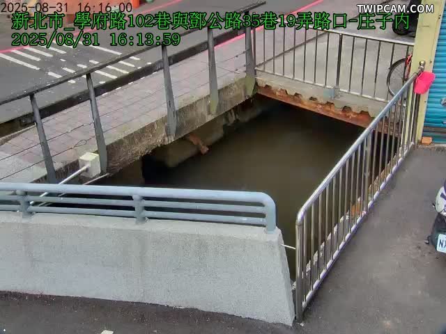 水利署水資源 新北市政府水利局(智慧防汛) 學府路102巷與鄧公路35巷19弄路口水位畫面