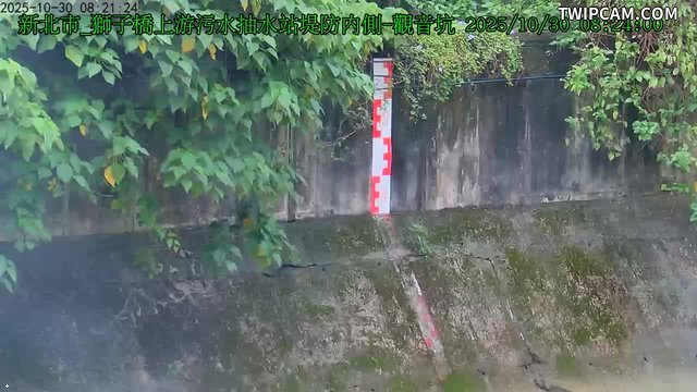 水利署水資源 新北市政府水利局(智慧防汛) 獅子橋上游污水抽水站堤防內側水位畫面 距離1.9公里